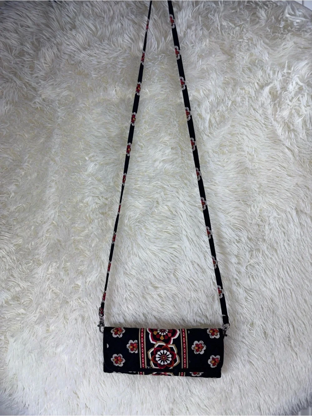 Vera Bradley Quilted Black Floral Crossbody Bag- Stylish Women's Bag